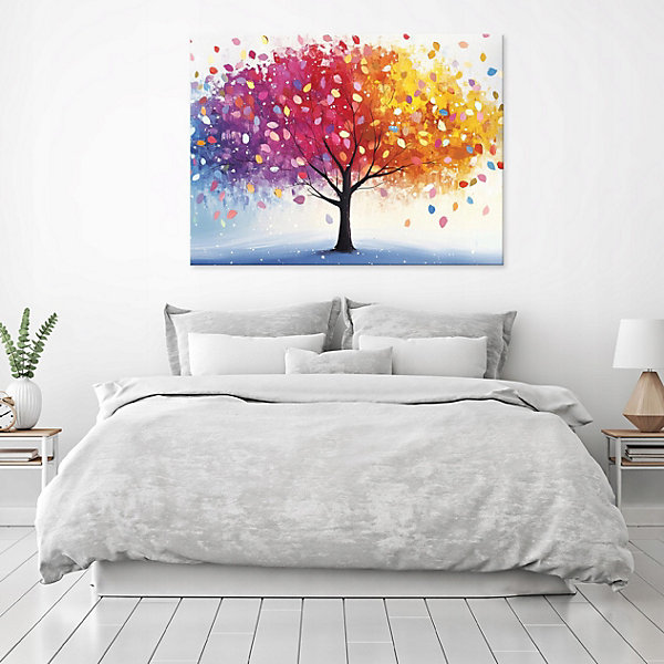 Impression sur toile abstrait arbre moderne 120x80 cm xxl tableau décoration deco murale intissée pour salon chambre cuisine