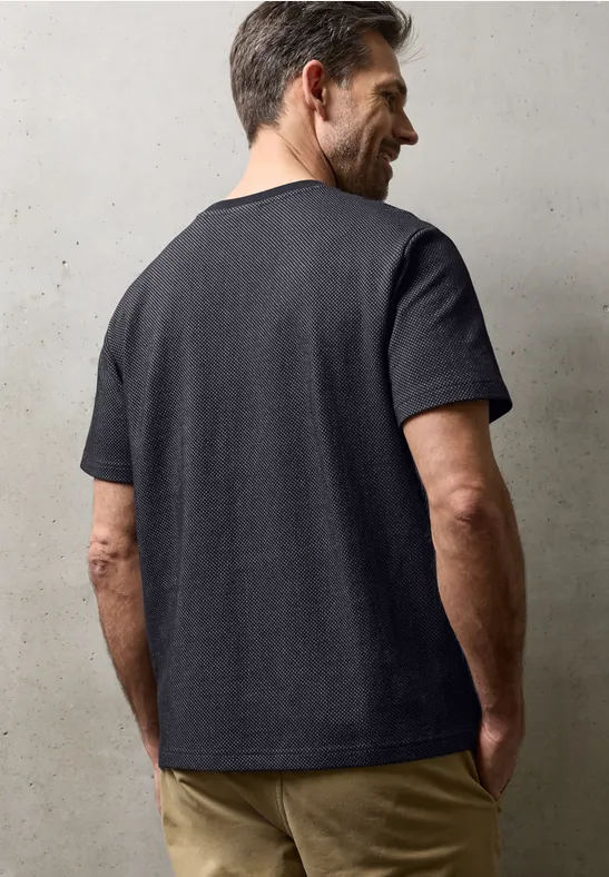 T-Shirt mit Struktur im Two-Tone-Look