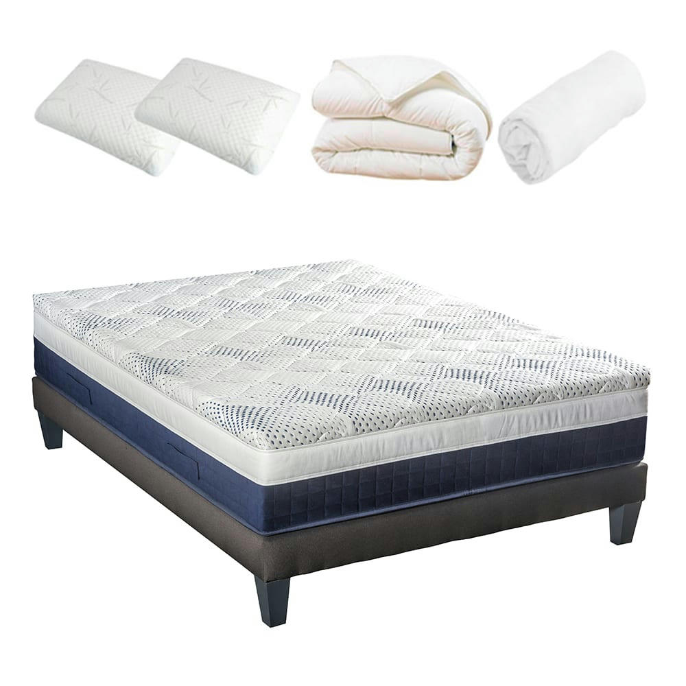 CASTELLANE - Ensemble  140x200  Matelas + Sommier + Accessoires