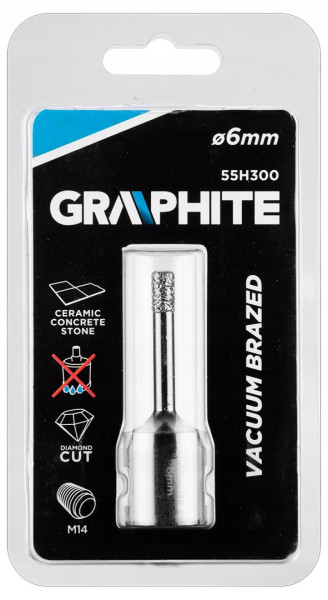 Otwornica diamentowa 6 mm x M14, GRAPHITE 55H300
