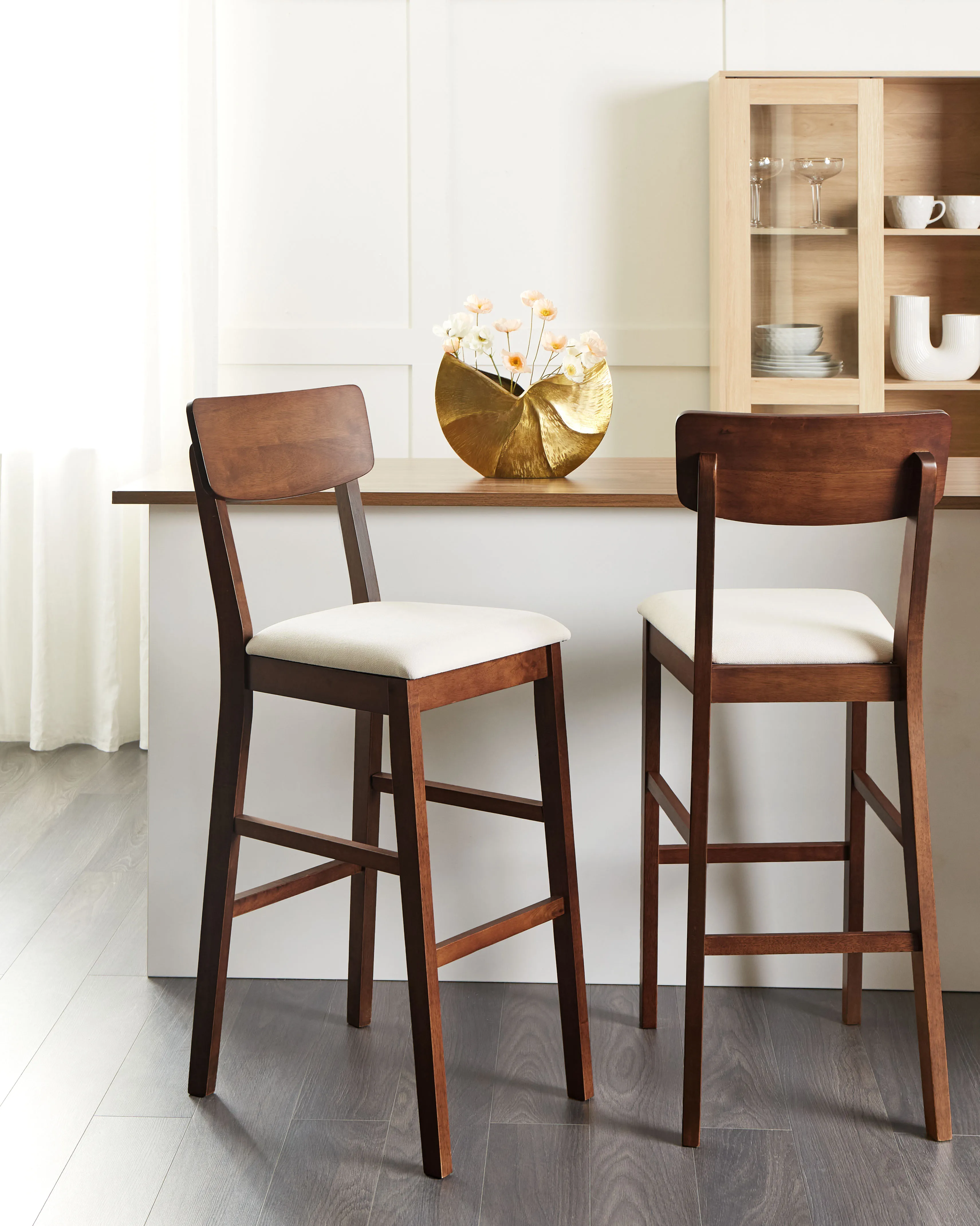 Set of 2 Bar Chairs AMBLER Dark Brown/ Beige