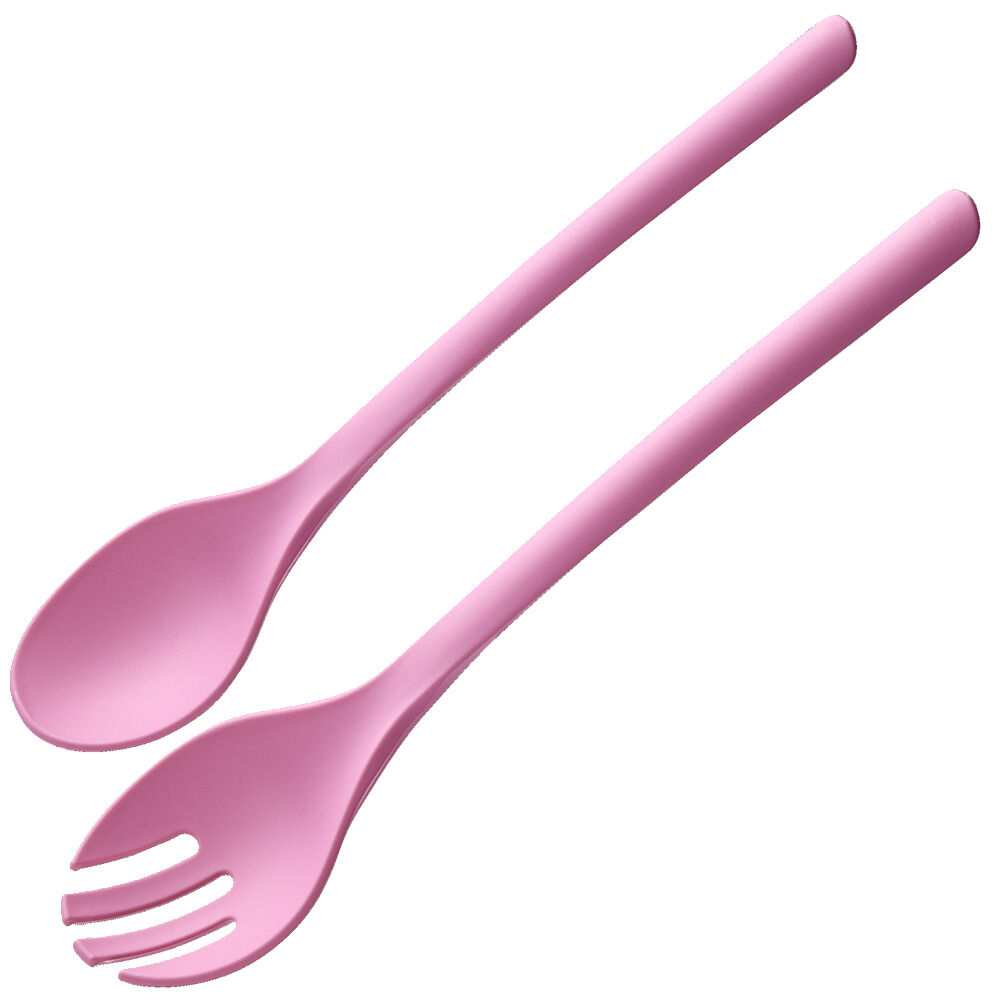 Couverts à salade x2 plastique rose L26,5cm