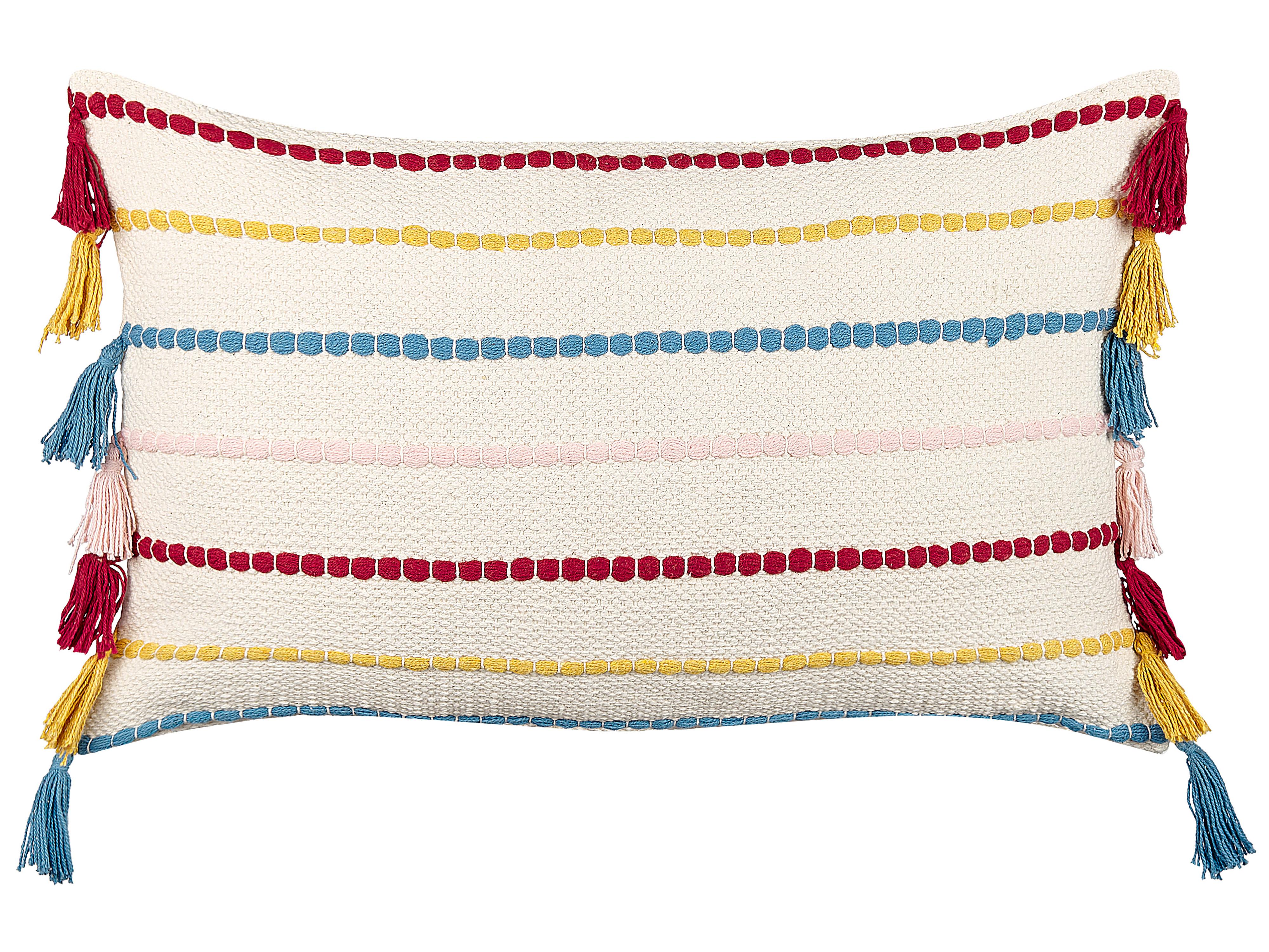 Throw Cushion AGAVE Cotton 40 x 60 cm Light Beige Striped
