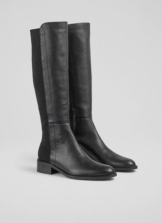 Tallis Black Half And Half Stretch Knee Boot