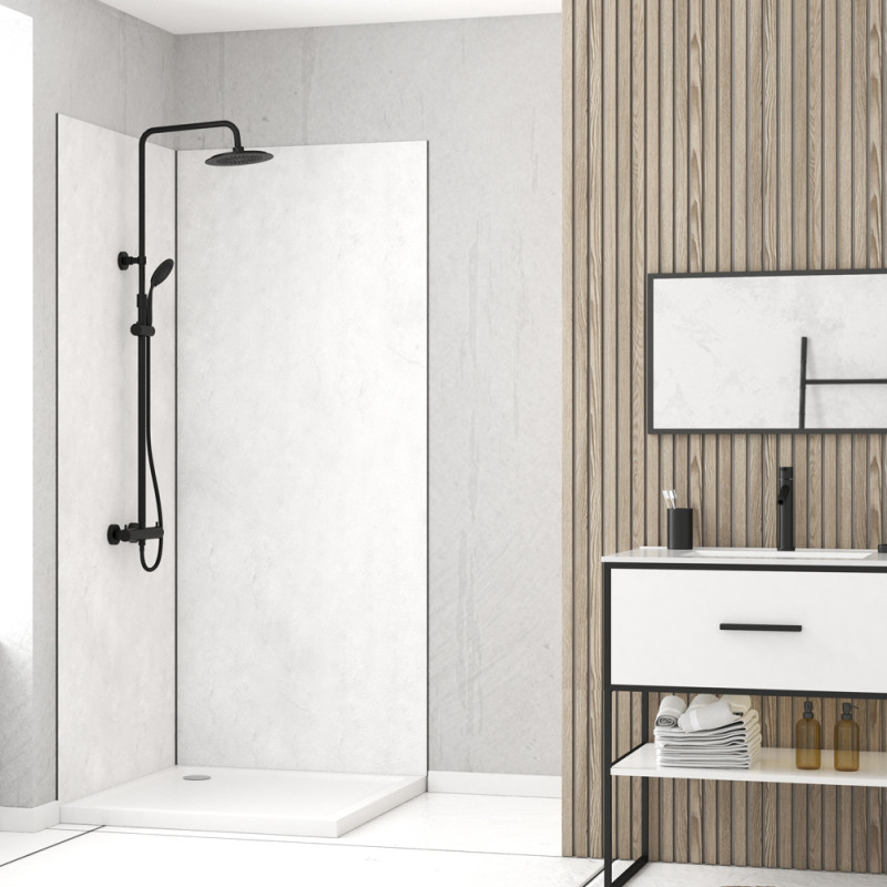 Panneau mural de douche Homestone snow pearl 90 x 210 cm AURLANE
