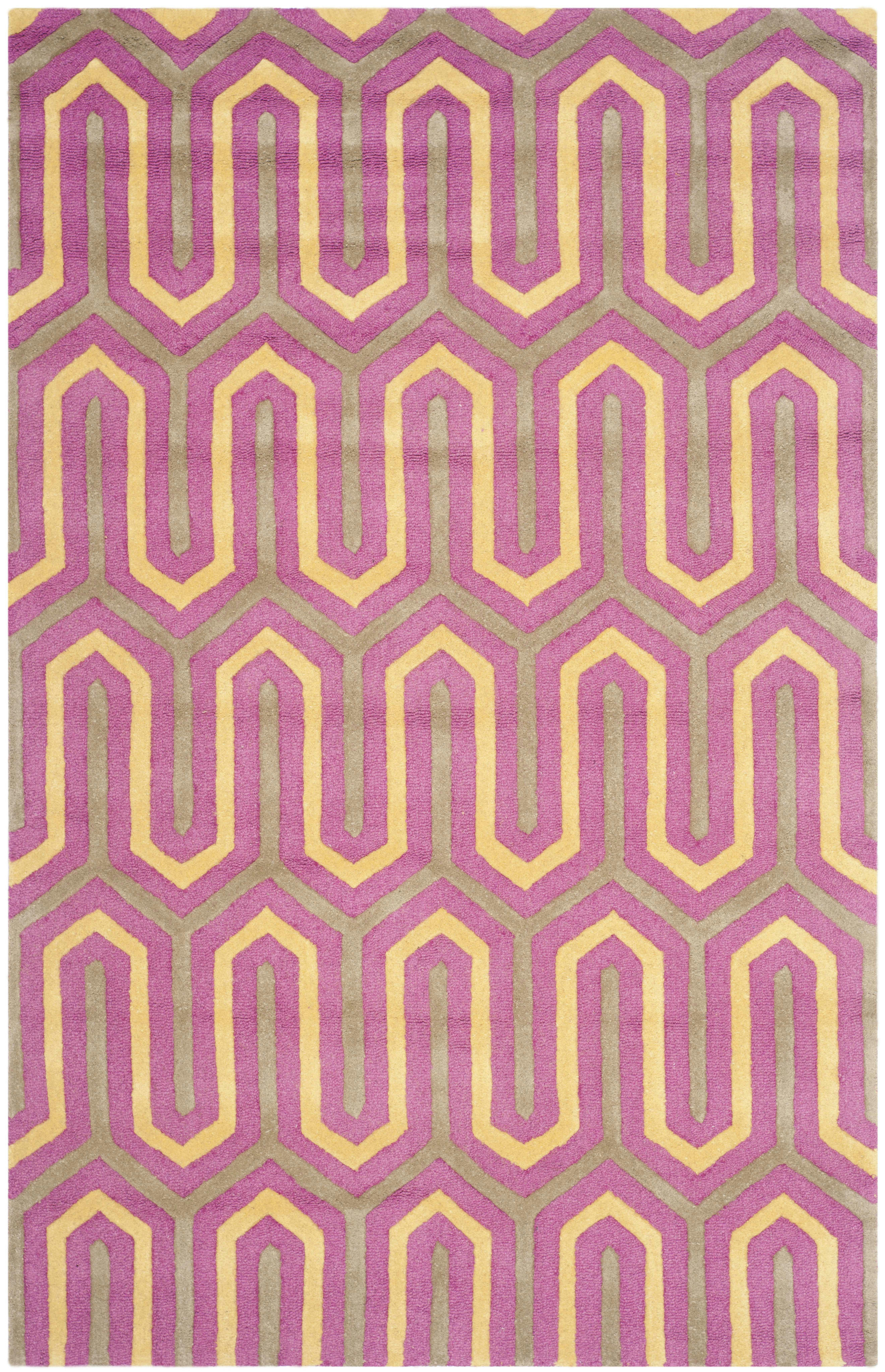CAMBRIDGE - Tapis de salon interieur en fuchsia & gris, 152 x 244 cm