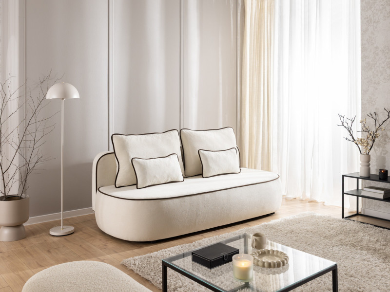 Ropez Saga Kids sofa z funkcją i pojemnikiem tkanina plusz biały