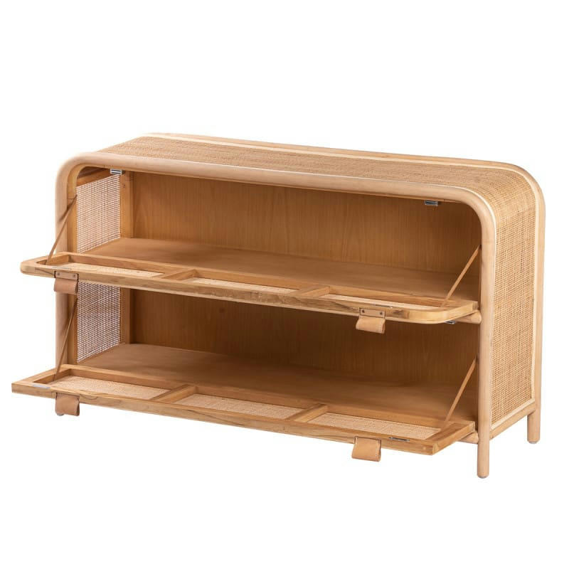 - Commode deux portes en cannage naturel