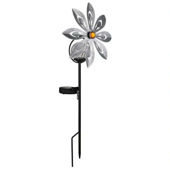 Solarleuchte, Windrad-Design, LxBxH: 20x9x50 cm, silbergrau