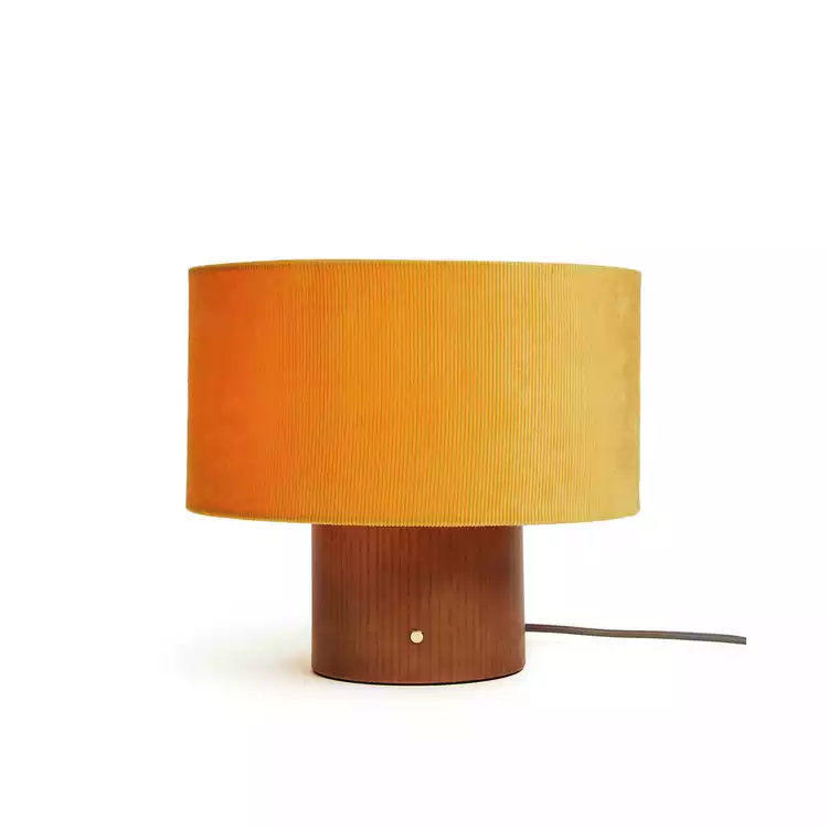 Habitat Corduroy Touch Table Lamp - Mustard & Walnut