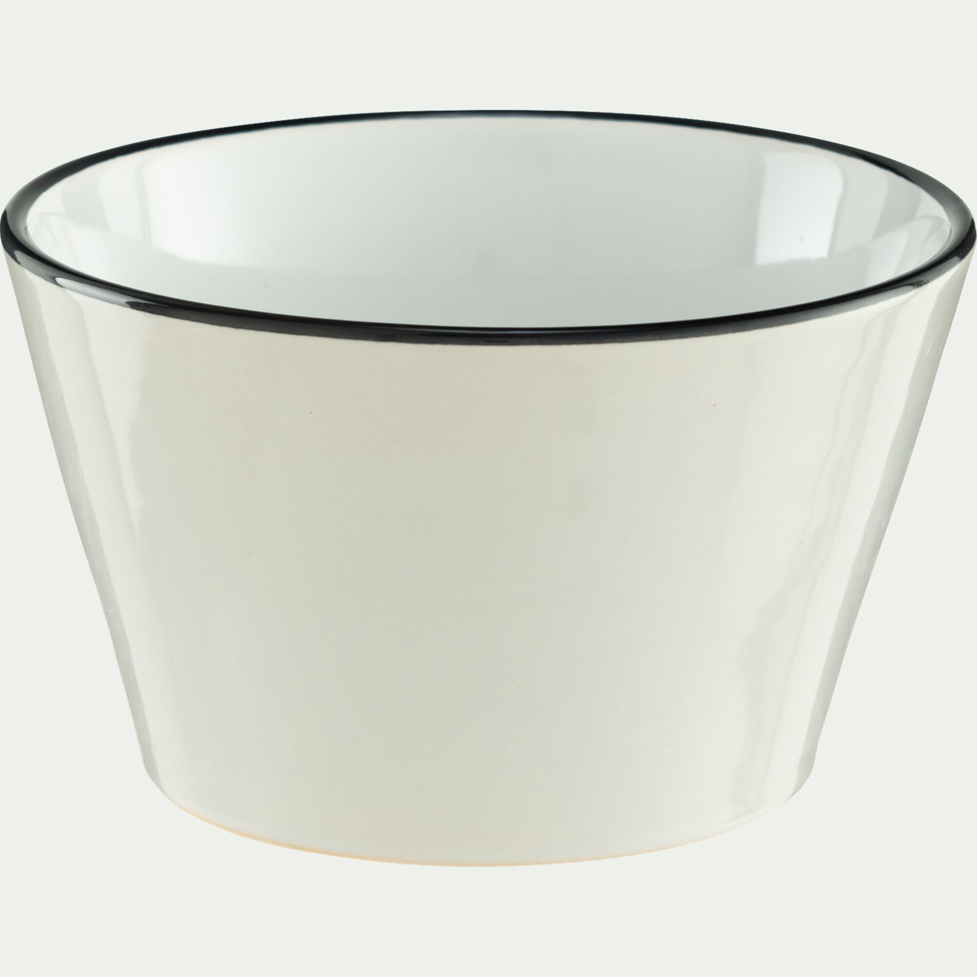 ANNE - Coupelle en grès avec liseré noir D13cm - blanc