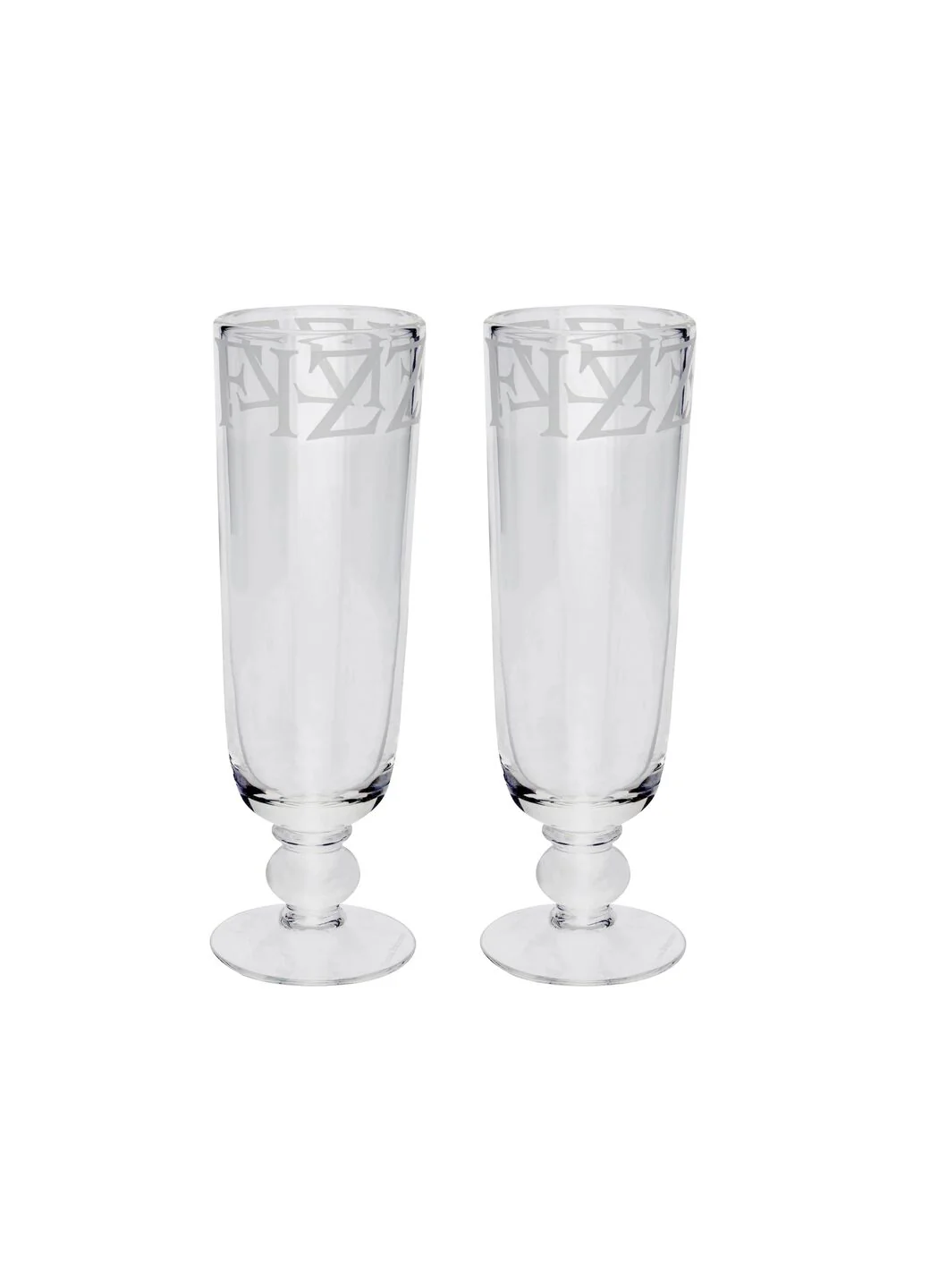 Black Toast Set Of 2 Crystal Glass Flutes