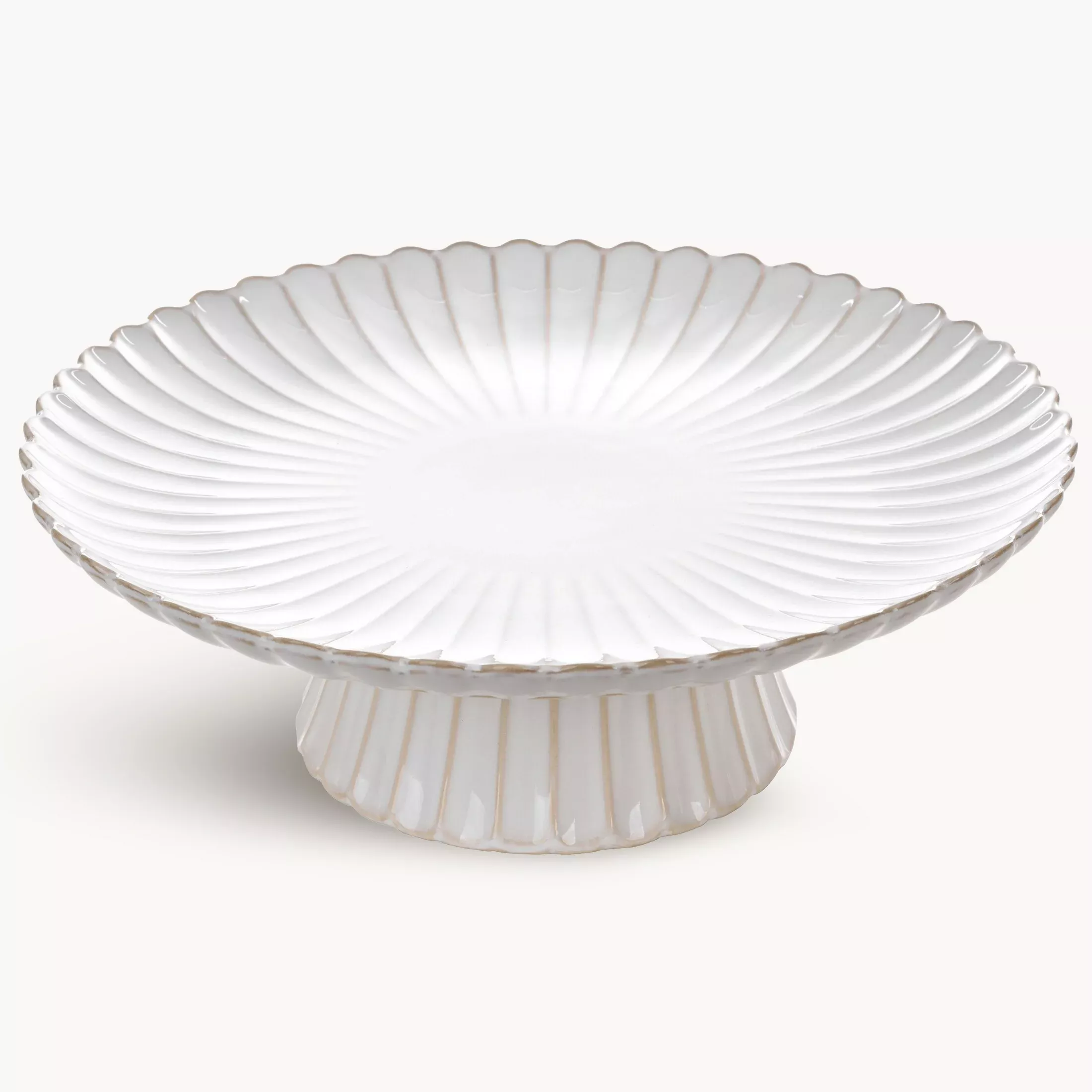 Patera ceramiczna dekoracyjna kremowo-beżowa z przecieranym wzorem w stylu eko średnica 34x11 cm AVRIL