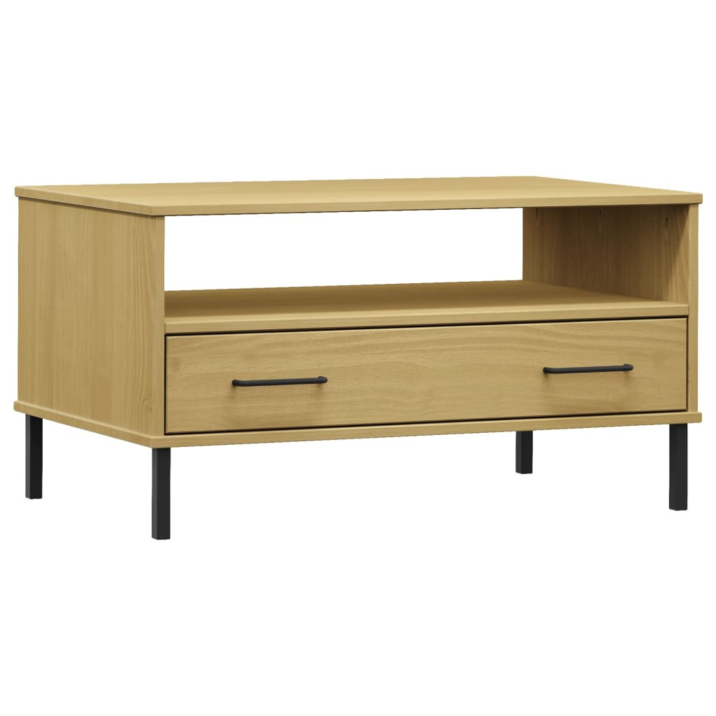 Stolik Kawowy Ława Stół Brązowy Drewniany 85x50x45 Szuflady Do Salonu