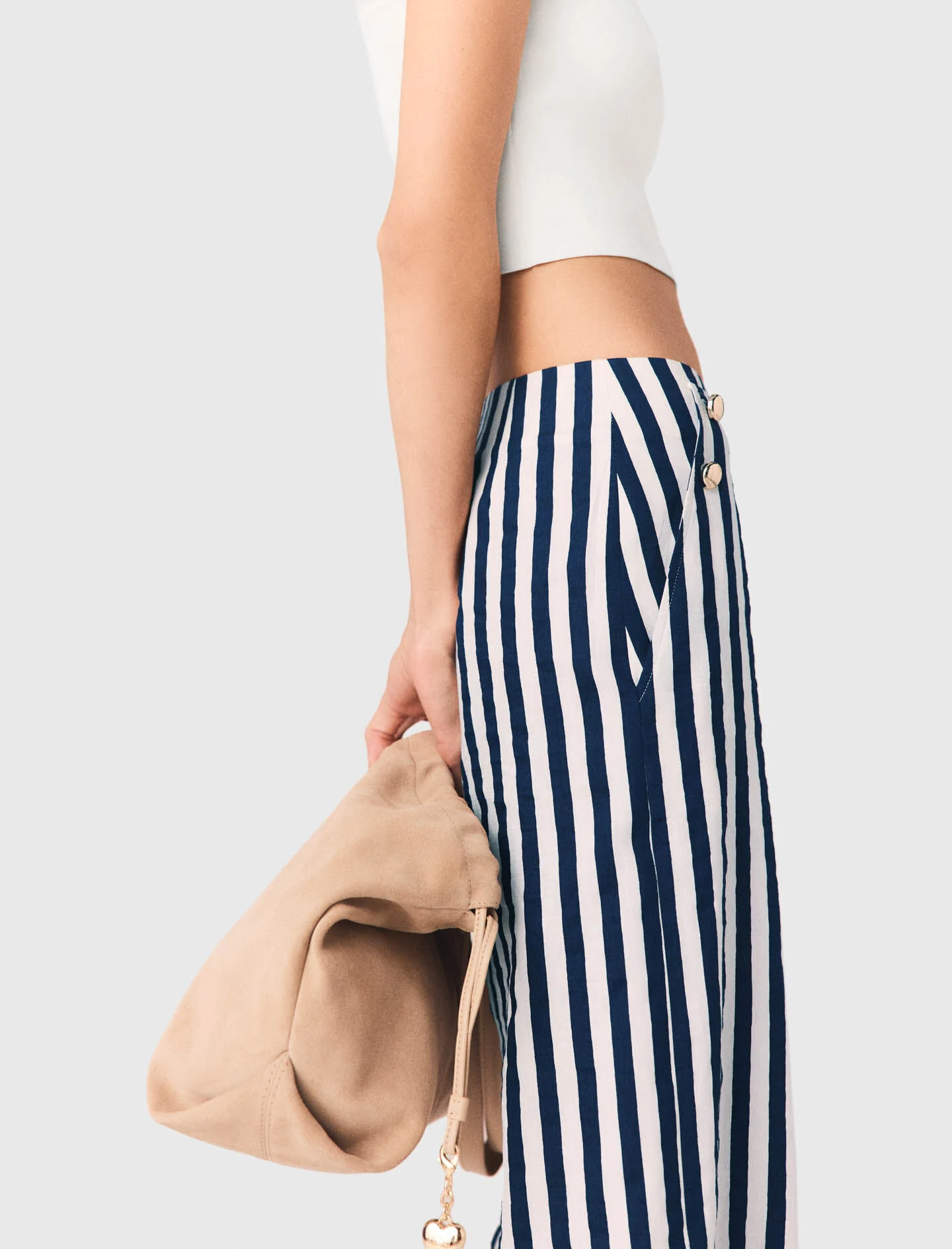 Pantalon à pont en lin mélangé