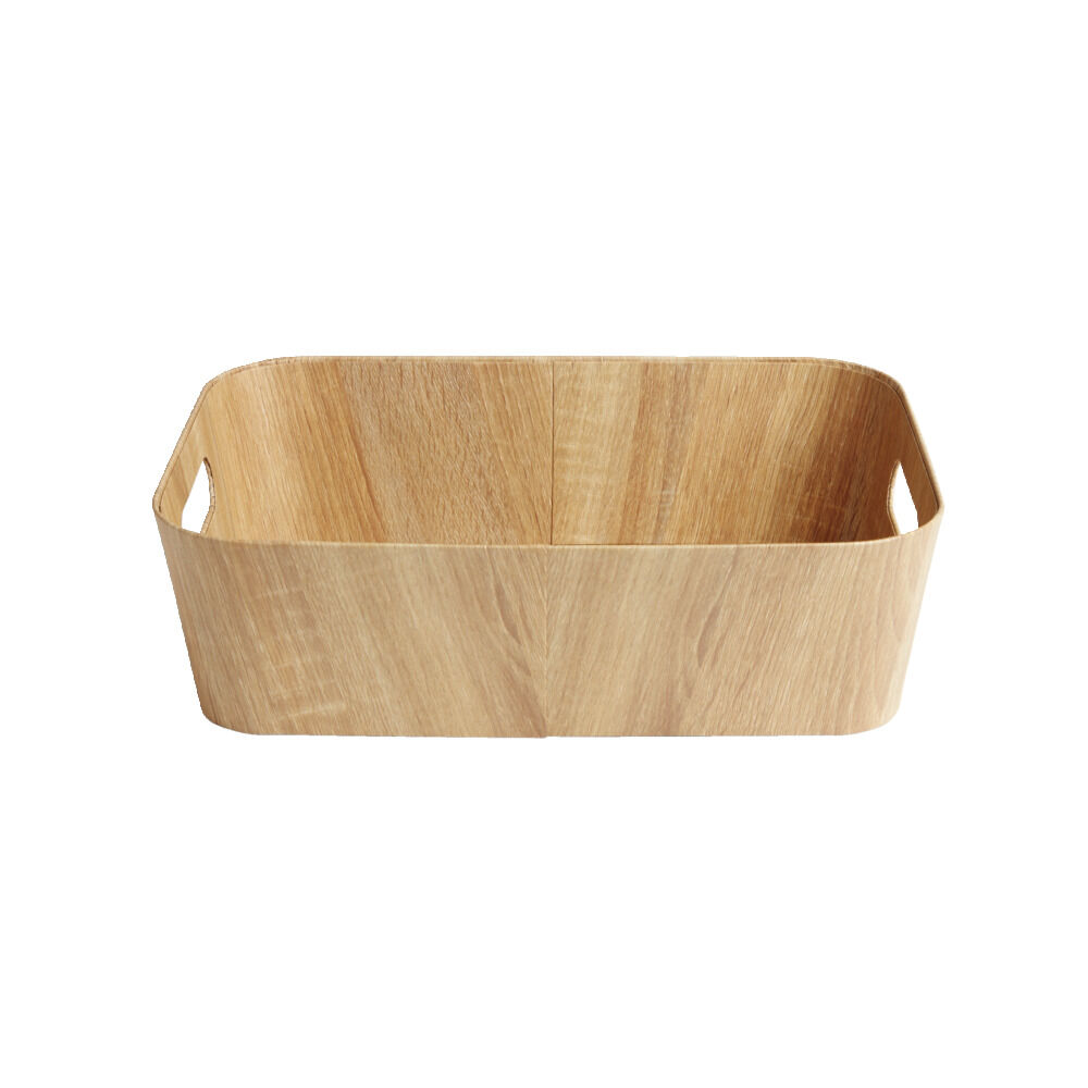 Panière carton et papier imitation bois 37x26xH11cm