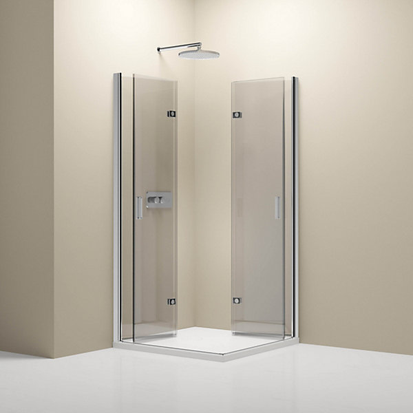 Cabine de douche d'angle verre 8mm Cabine de douche intégrale Parre douche 2 portes pliantes angle - NT213 - 100x80x195cm, Chrome
