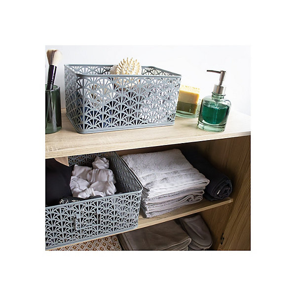 Lot de 3 paniers de rangement en métal vert dimensions variées