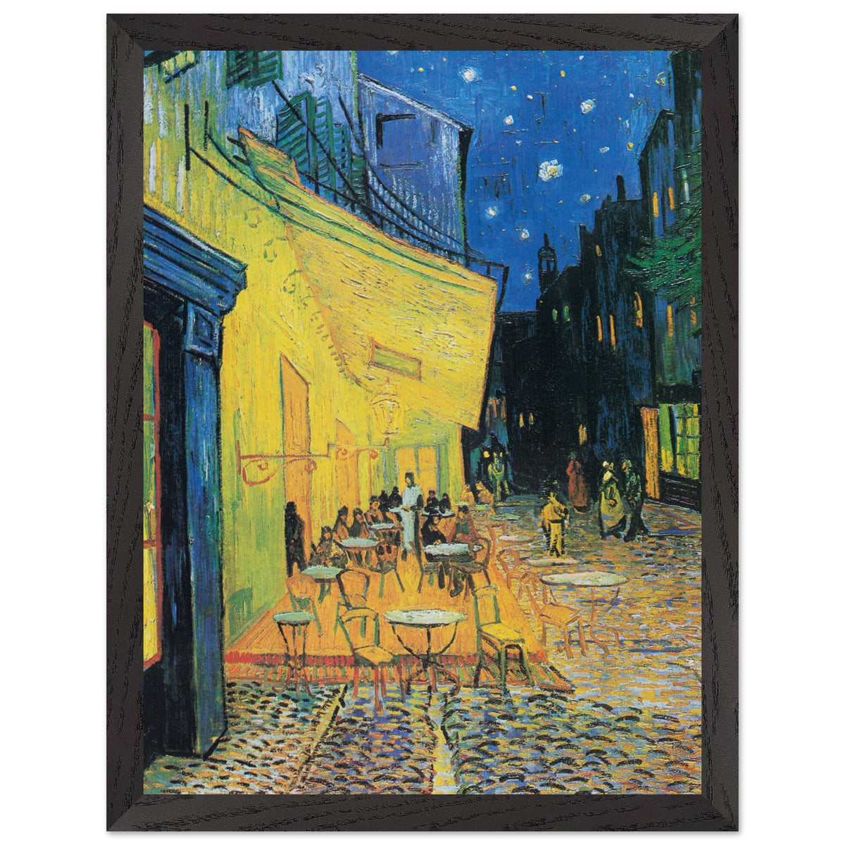 Artfulprints Poster met Lijst Vincent van Gogh - Caféterras bij nacht  - 30x40 cm - Meerkleurig