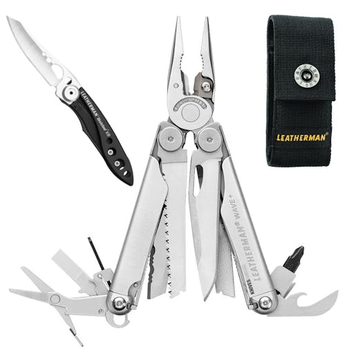 Leatherman Wave Plus Stainless Multi-Tool & Nylon Sheath & Skeletool Kbx