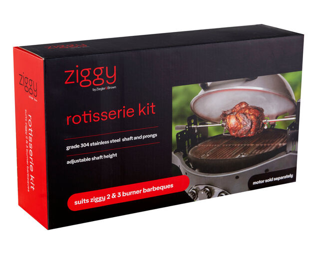 Ziggy Rotisserie suits Twin & Triple Ziggy Classic BBQ (Motor sold separately)