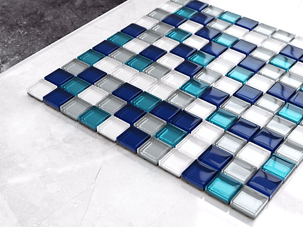 Mosaïque en verre sur filet pour salle de bain ou cuisine 30 cm x 30 cm - Topaz