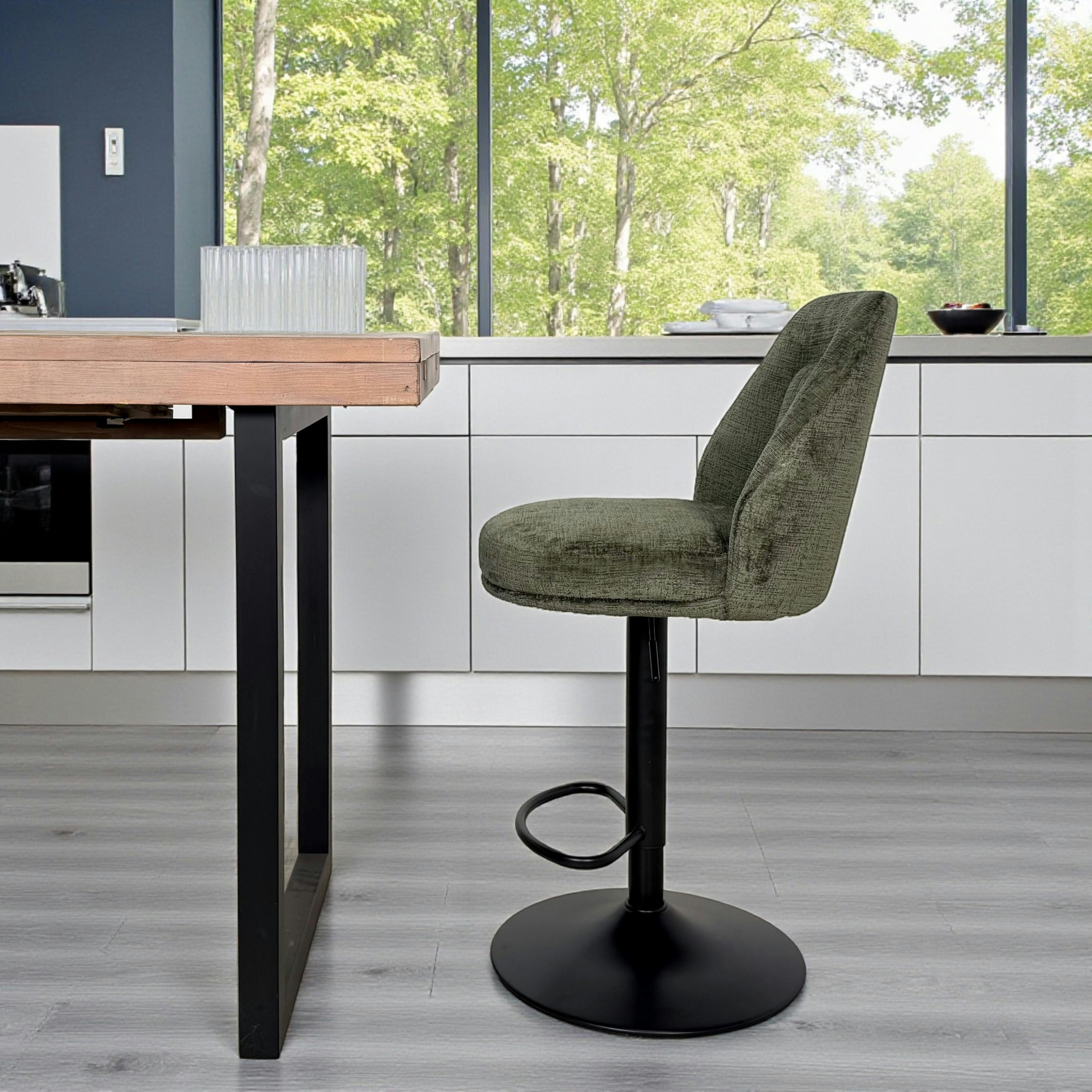 Tabouret bar réglable vert avec dossier (lot de 2) IENA