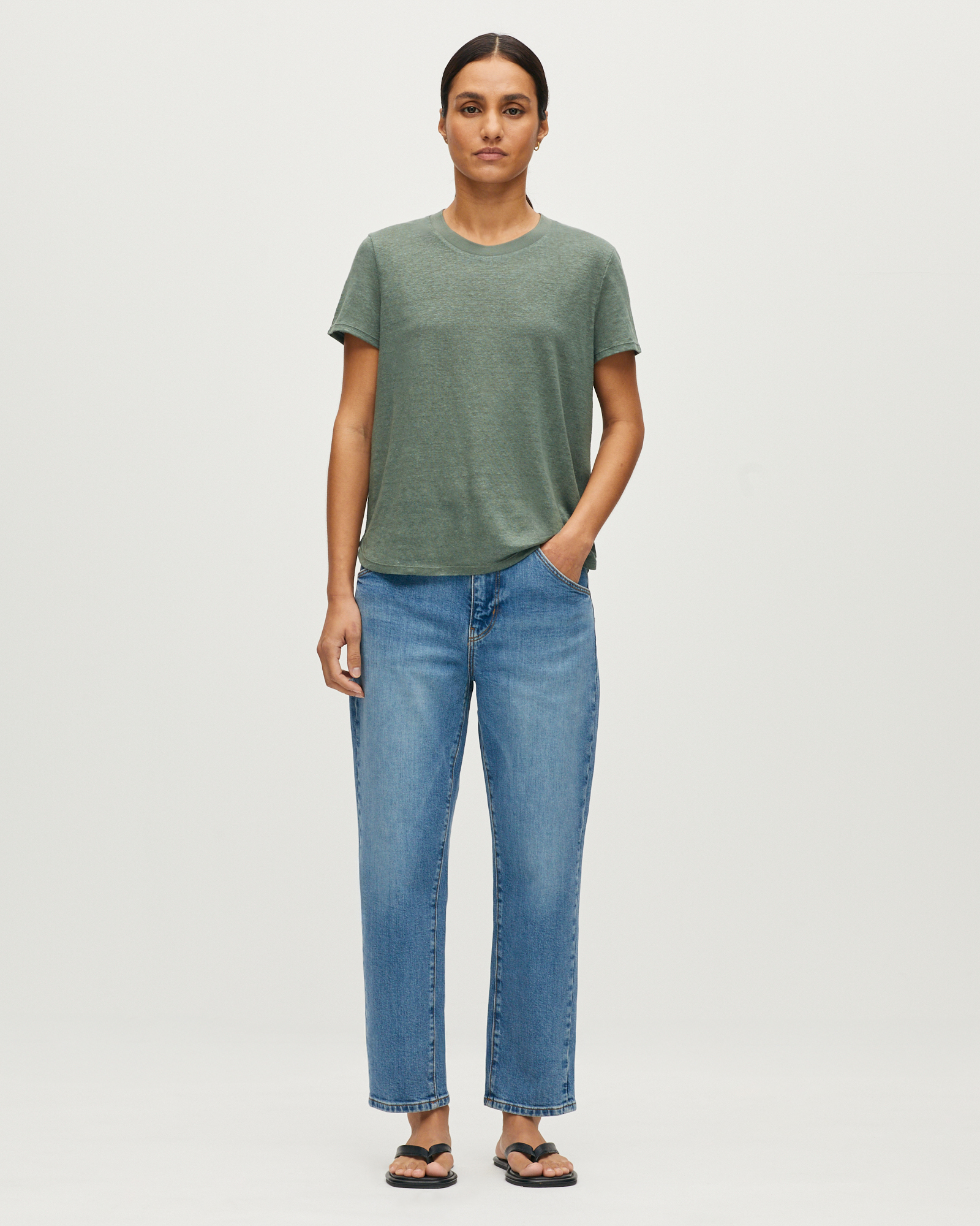 T-shirt col rond en lin AMANDINE
