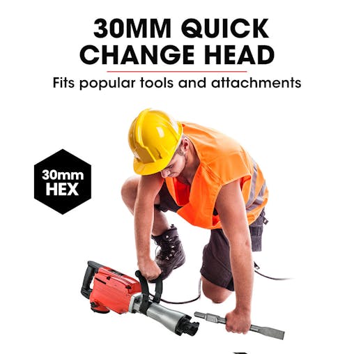 NNEMB 2200W Pro-Grade Electric Demolition Jackhammer-with 3 Bonus Chisels-Carry Case