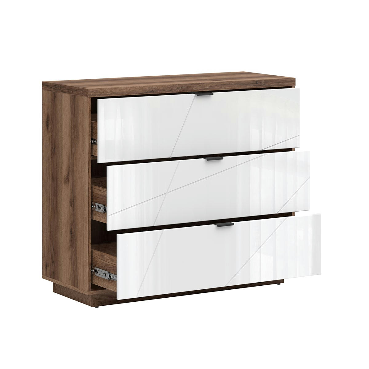 - Commode 3 tiroirs blanc et naturel