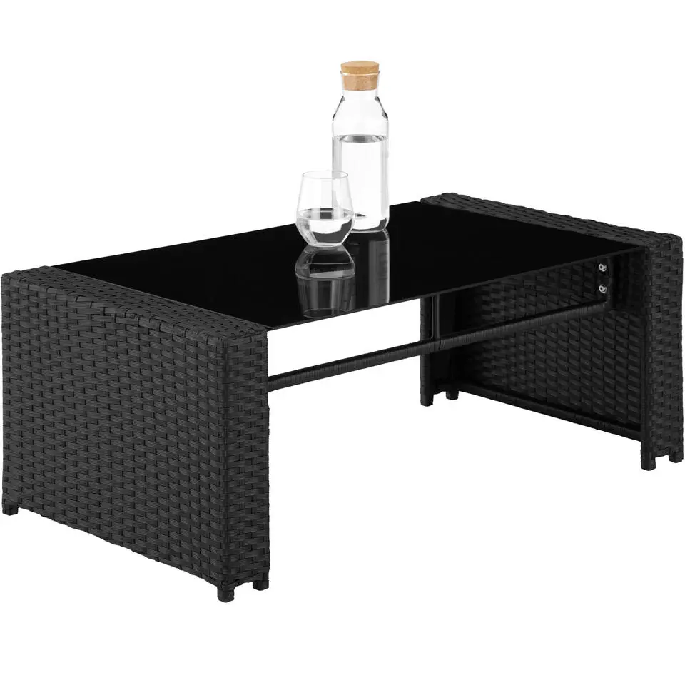 tectake - loungeset - wicker - zwart grijs