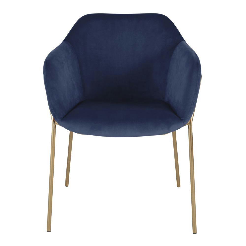 Neus - Chaise en velours bleu foncé et métal doré, OEKO-TEX®