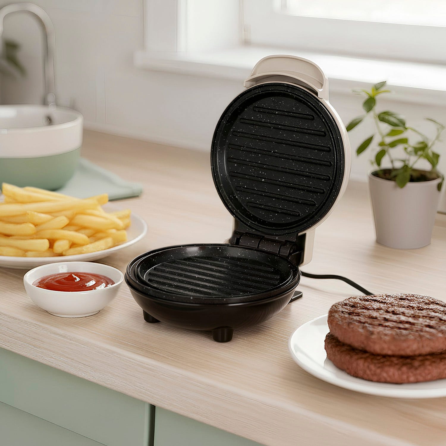 Mini piastra grill 12 cm tortora