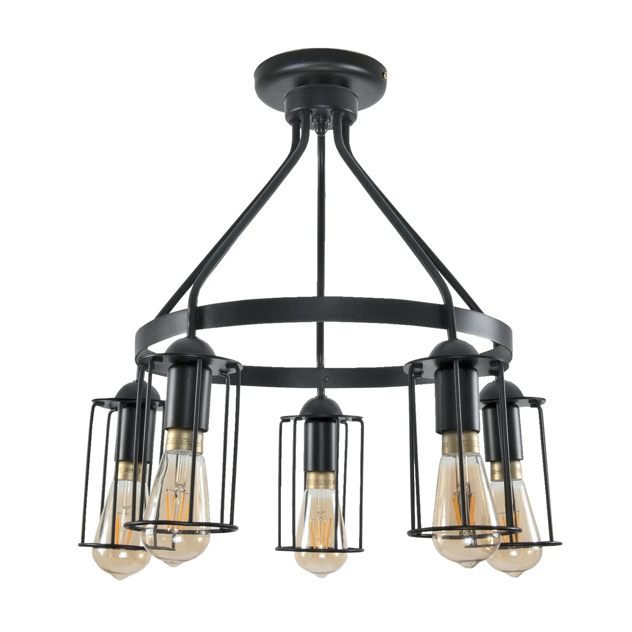 Lampa sufitowa EDYLIT czarna loft industrialna 5xE27 HAVEL II 14-340