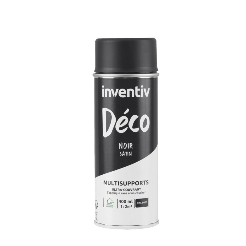 Peinture multisupports Déco noir satin 0,4 L INVENTIV