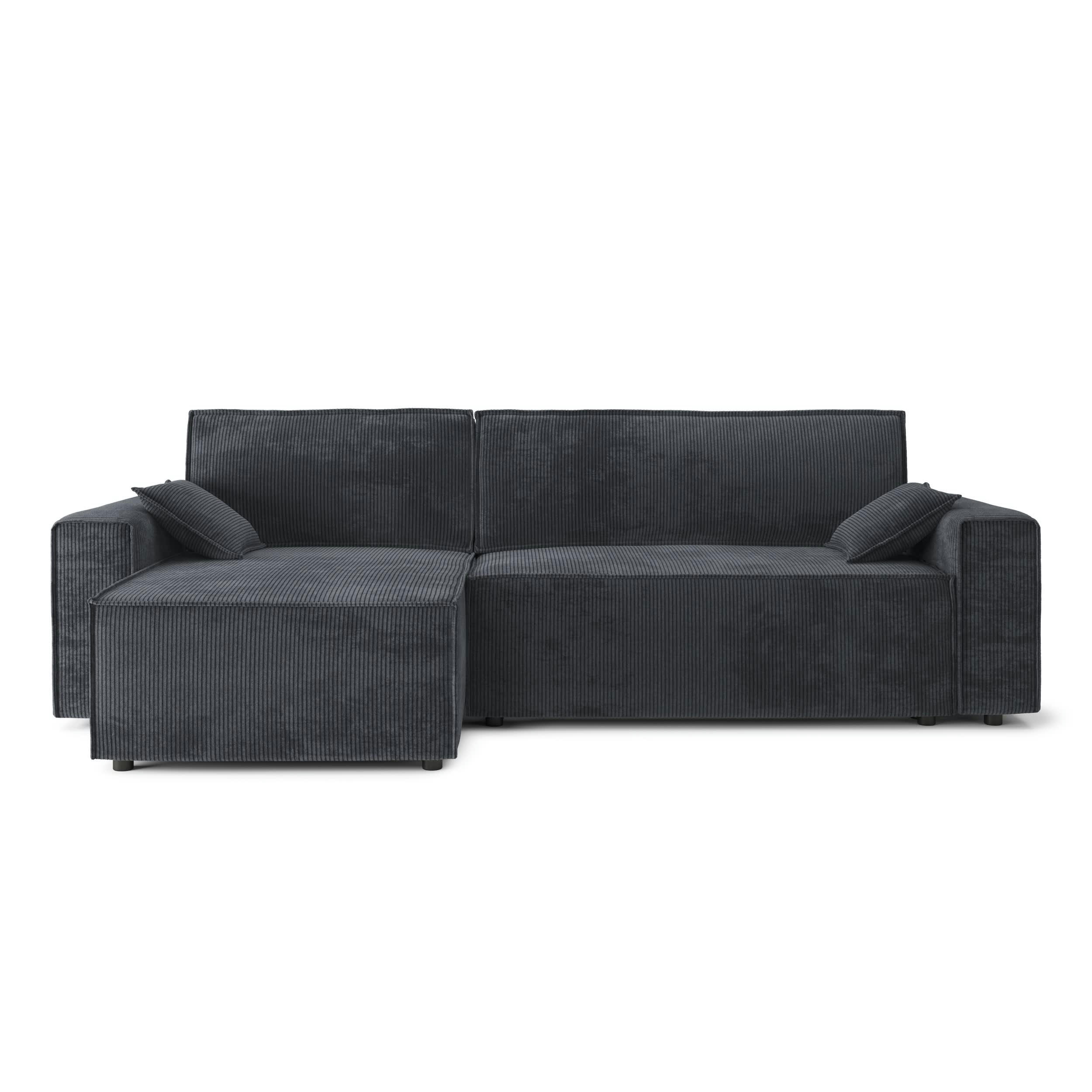 DURIF - Canapé d'angle convertible 4 places en velours côtelé gris anthracite