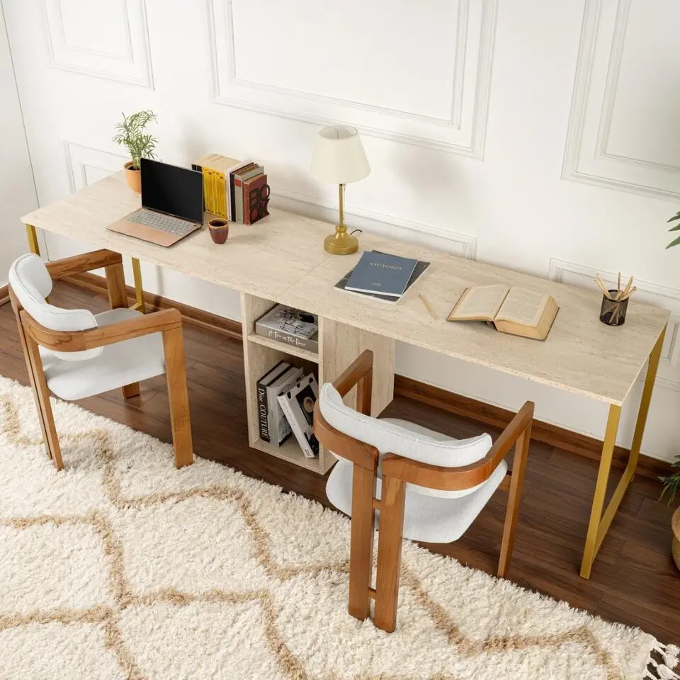 Bureau Travertinlook - 240x60x74cm - Twin