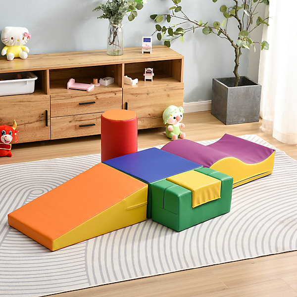 6 Pièces Aire de jeux Blocs De Construction Géants Souples , Modules Courir Et Grimper, PU - orange