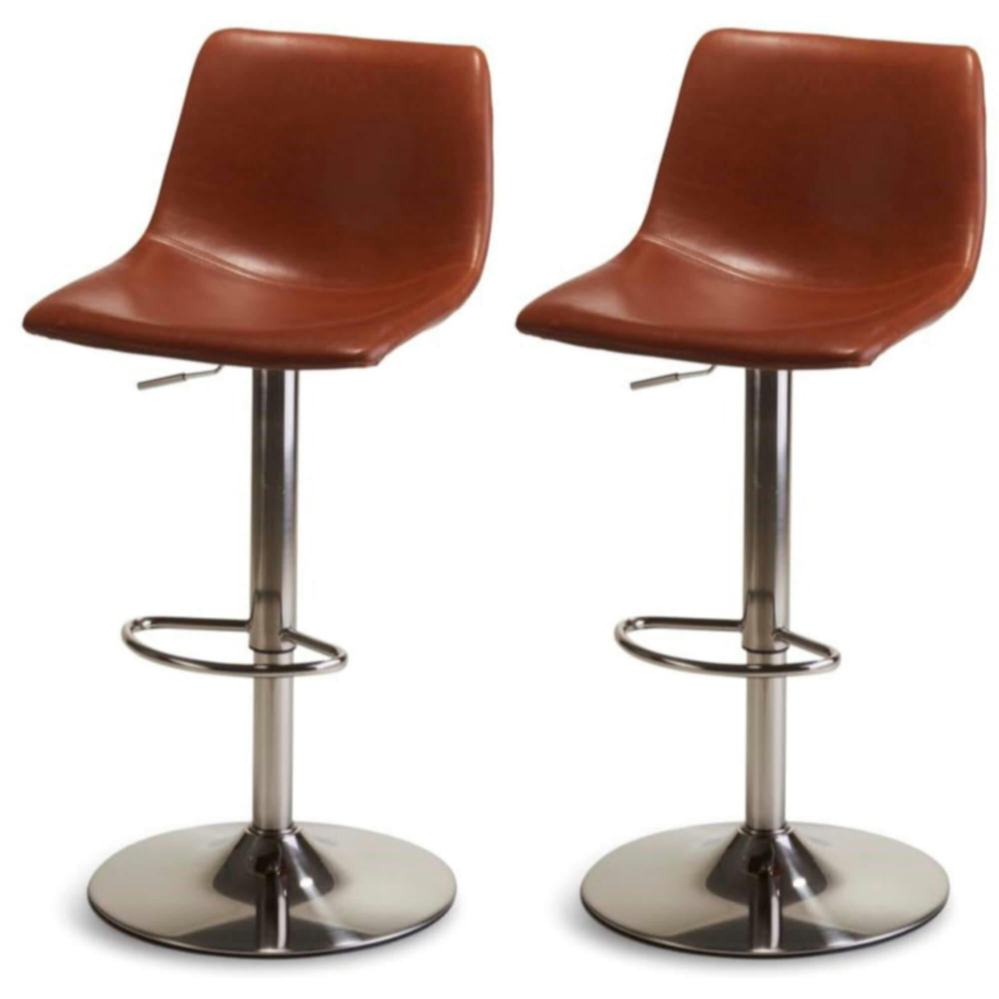 LUKAS - Lot de 2 chaise de bar en simili marron clair H86