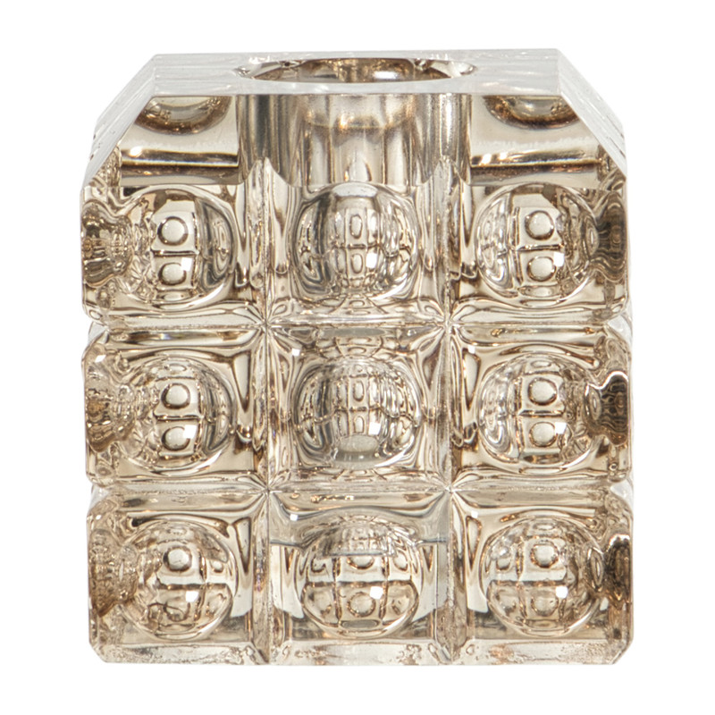 Kandelaar vierkant - beige - 5.5x5.5x5.5 cm