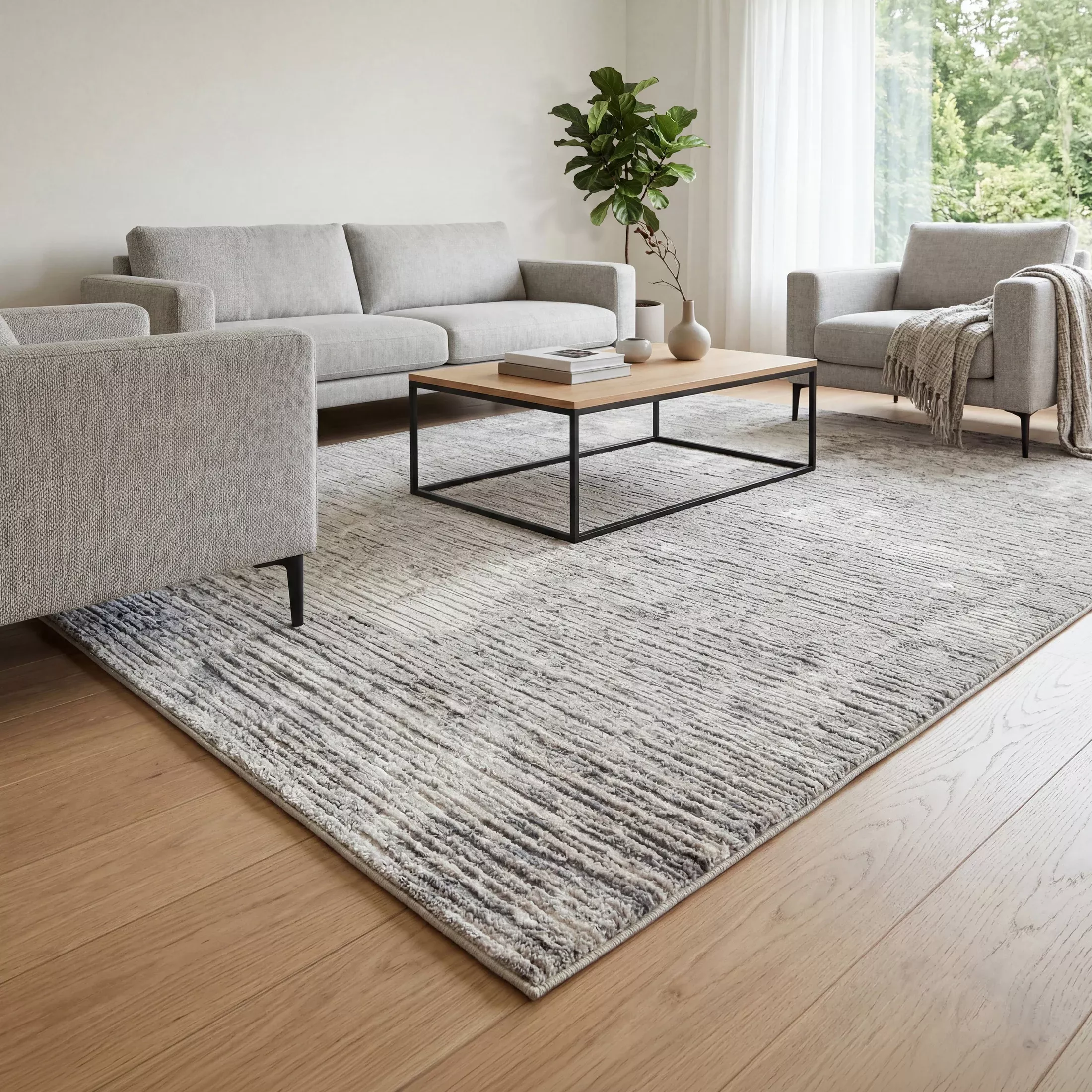 Dywan 140x190 cm srebrny nowoczesny cieniowany OMEGA2