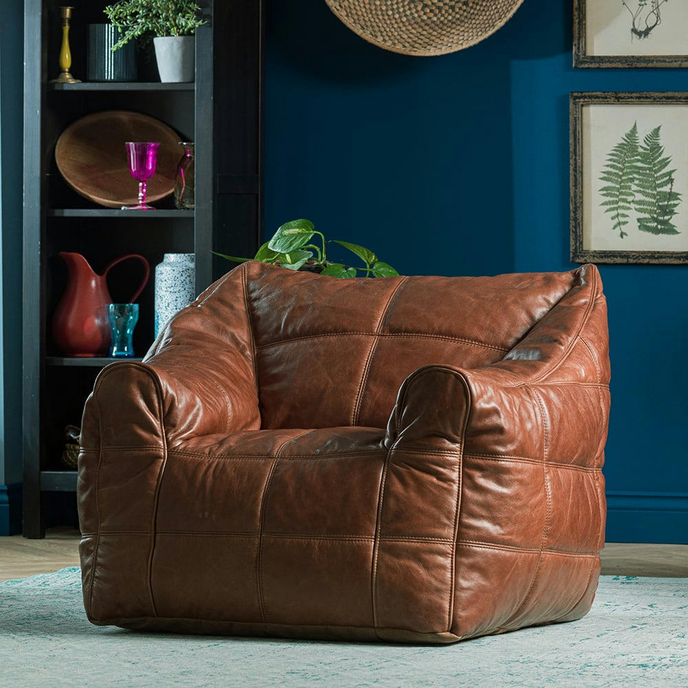 - Pouf fauteuil cuir marron