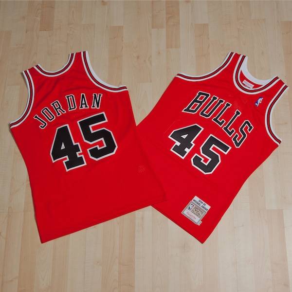 Chicago Bulls Michael Jordan 1994-95 Road 45 Authentic Jersey By  - Red - Mens