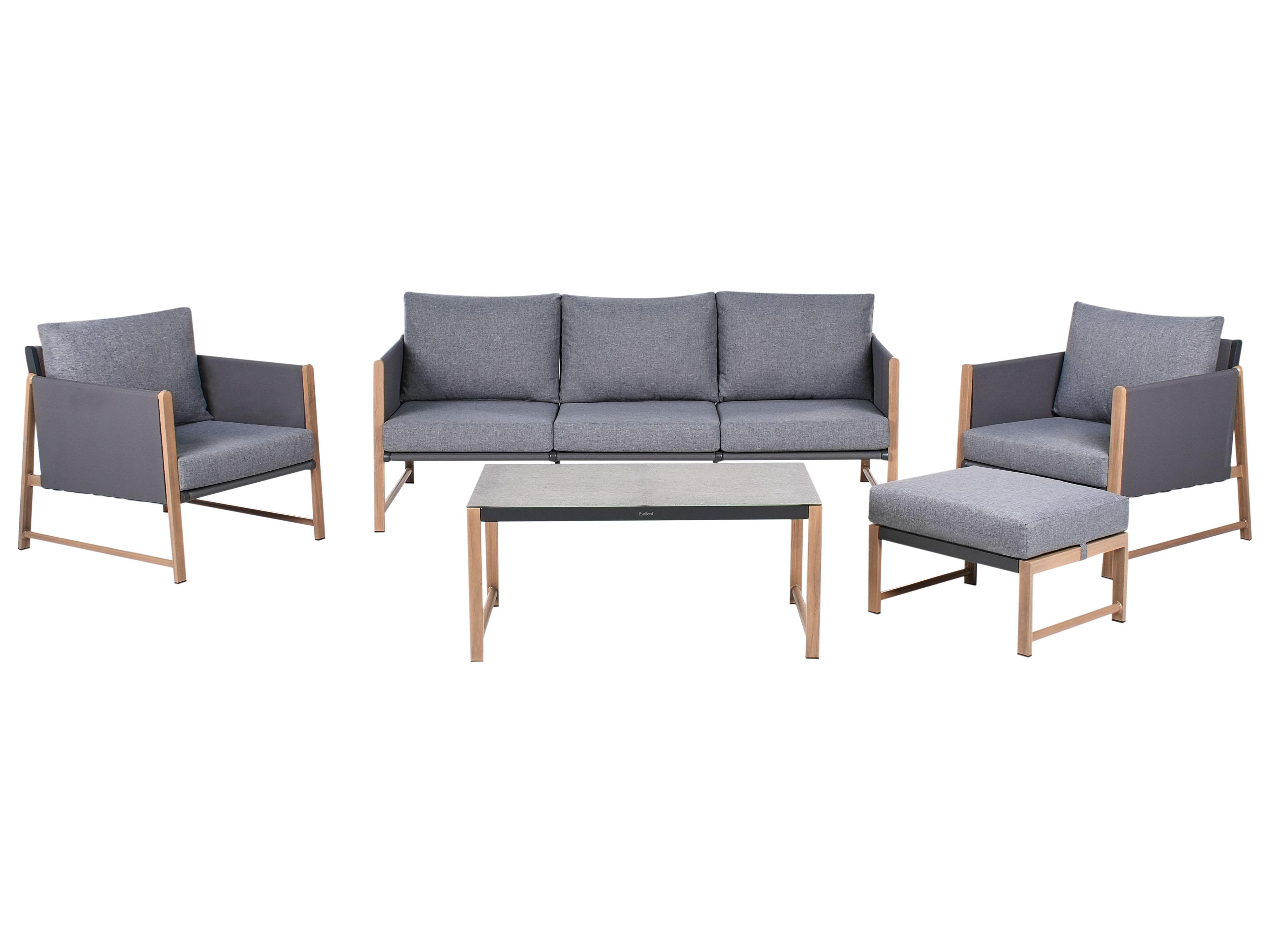 Garden Lounge Set with Table and Ottoman 5 Seater NOLA Metal Grey