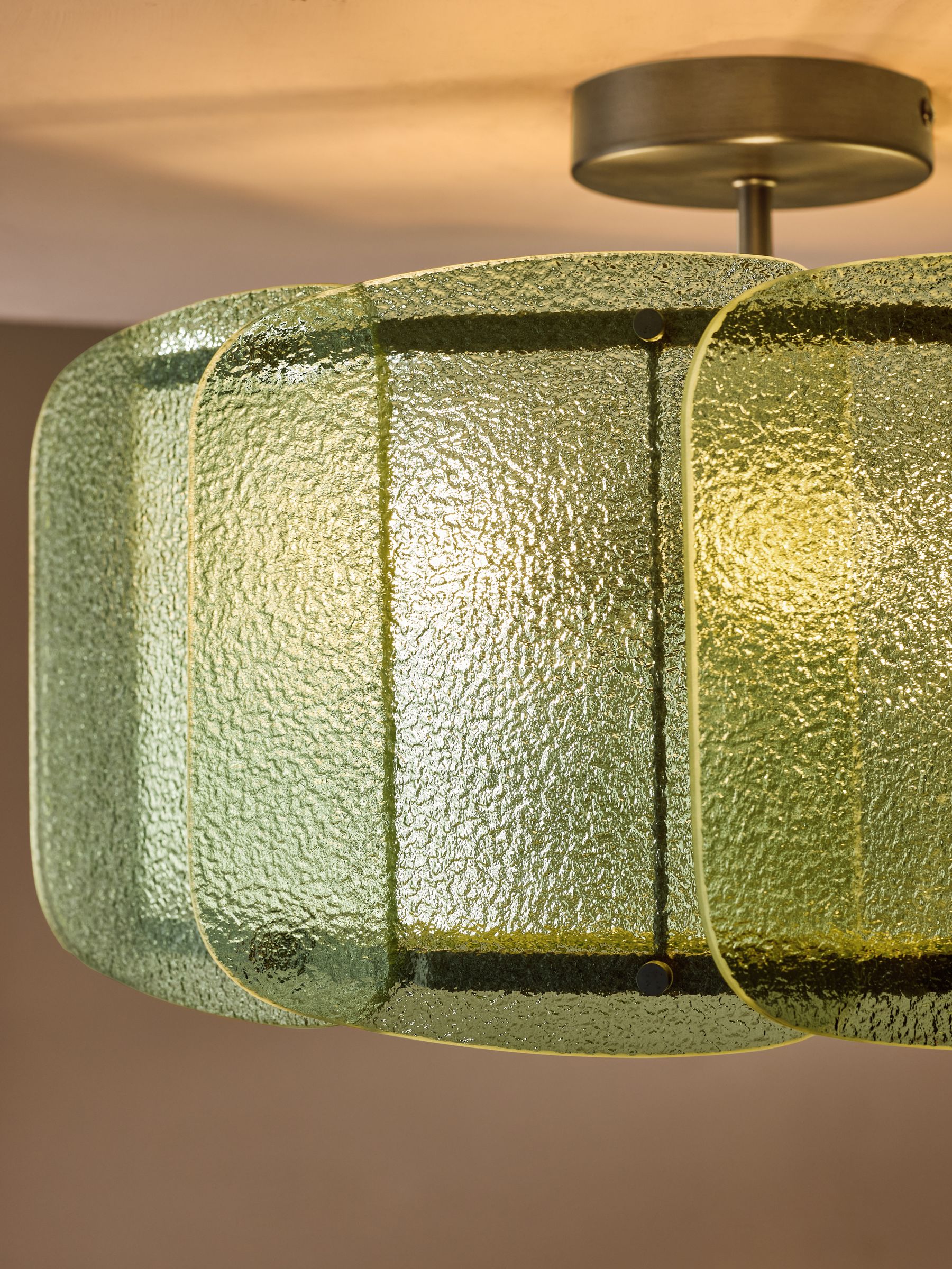 Sacha Flush Pendant Light in Silver/Green
