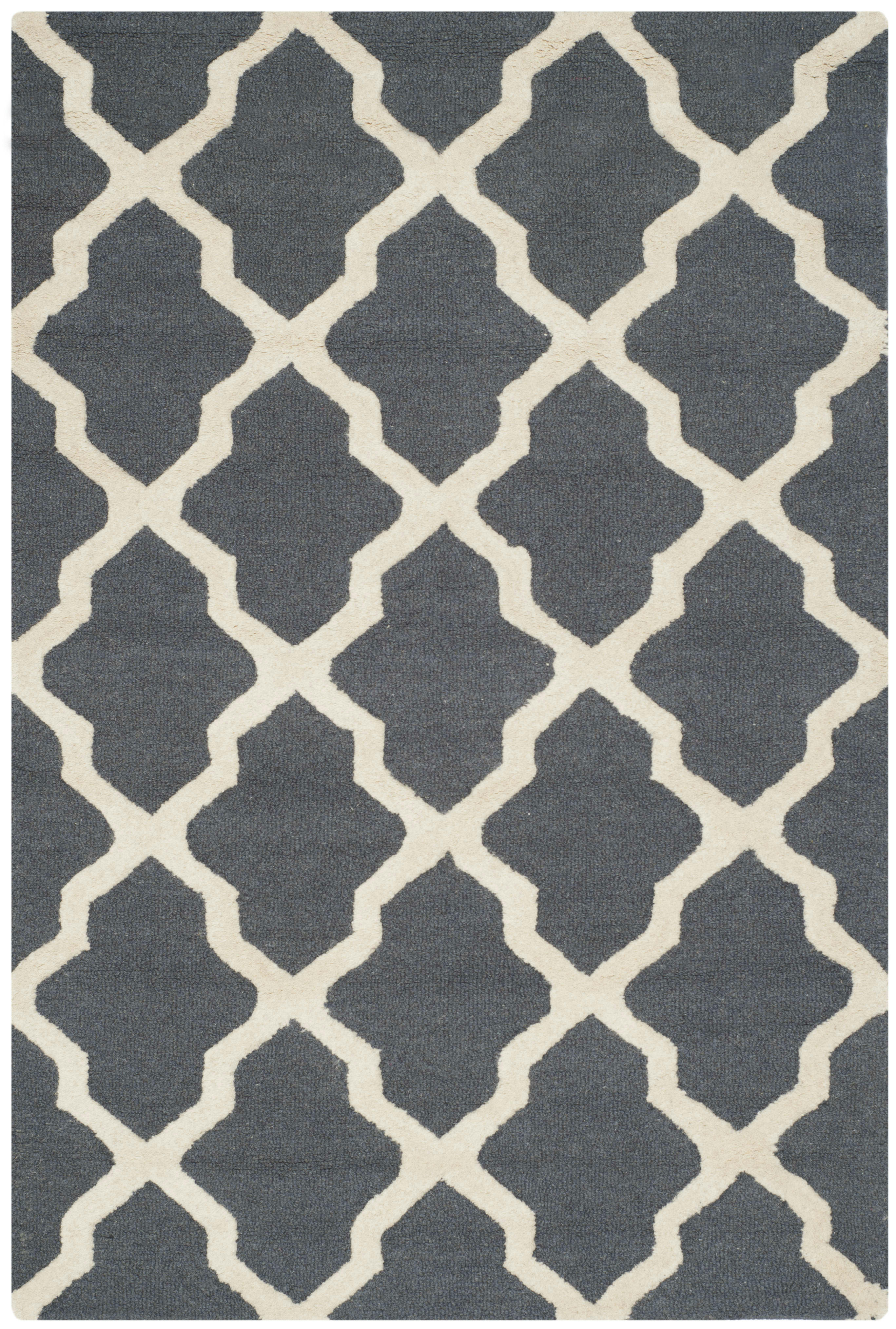 CAMBRIDGE - Tapis de salon interieur en  gris fonce & ivoire, 91 x 152 cm