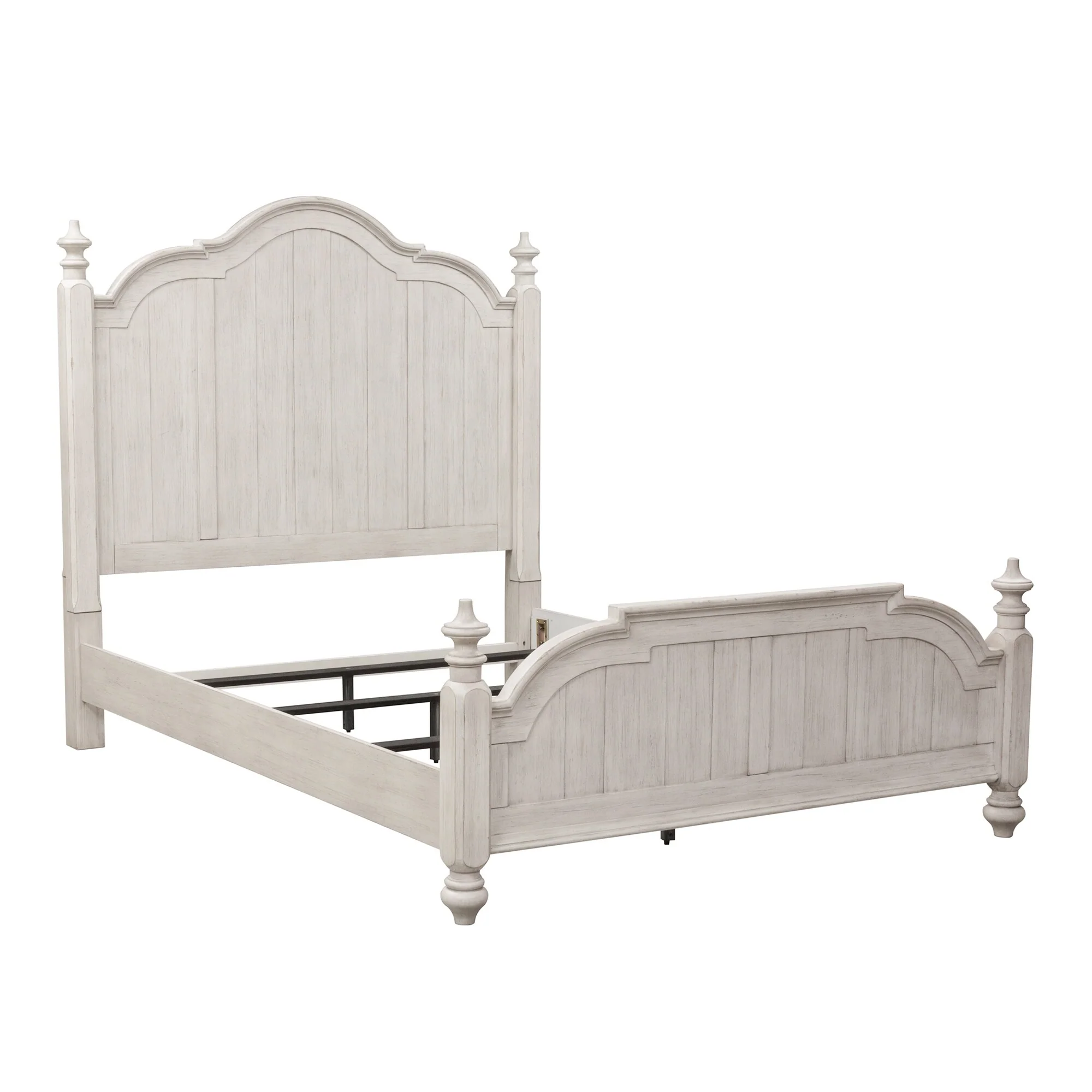 Farmhouse Reimagined Antique White with Chestnut King Poster Bed