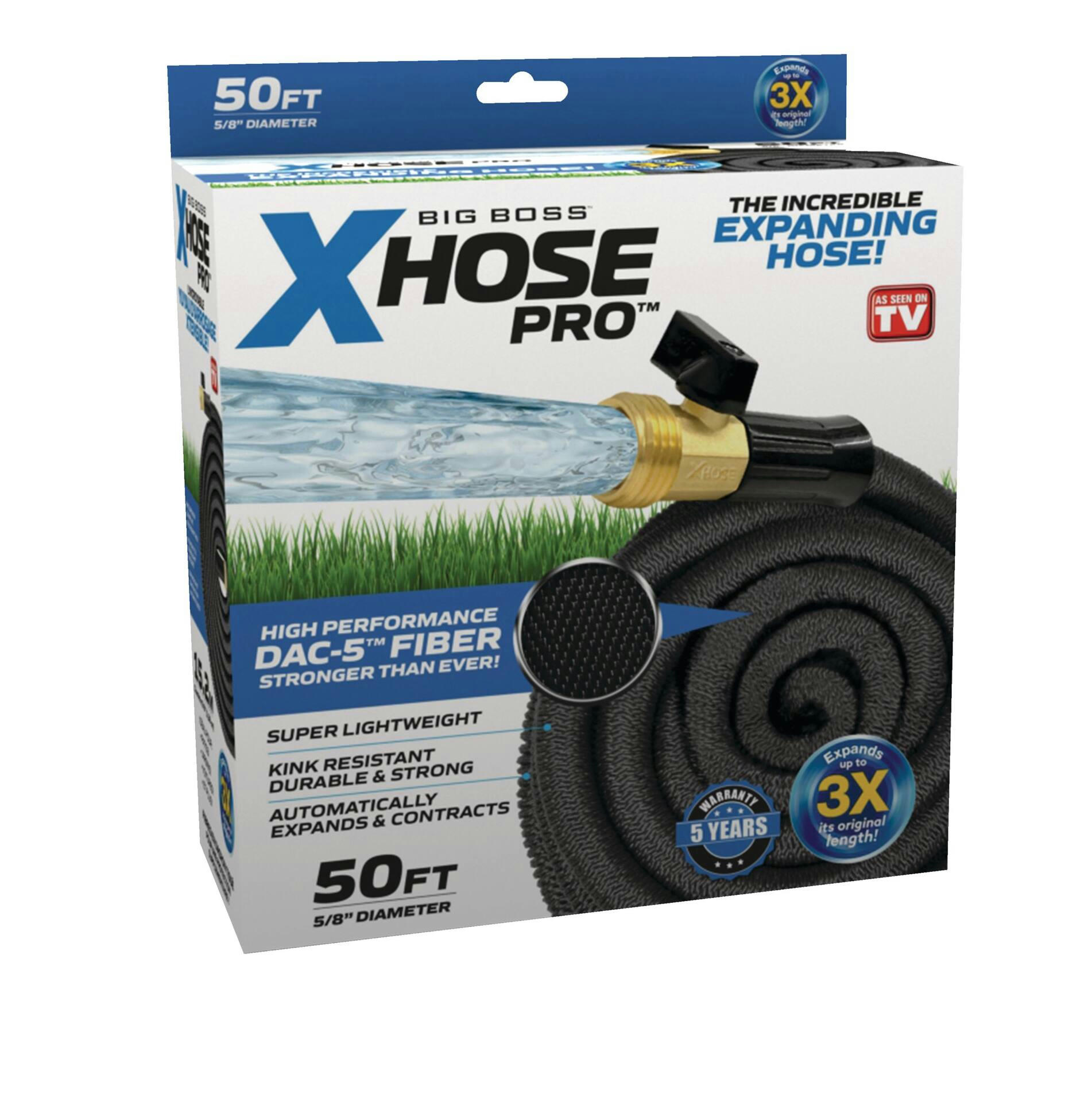 Xhose Pro Dac-5 Fiber Lightweight Expandable Garden Water Hose, Assorted Sizes