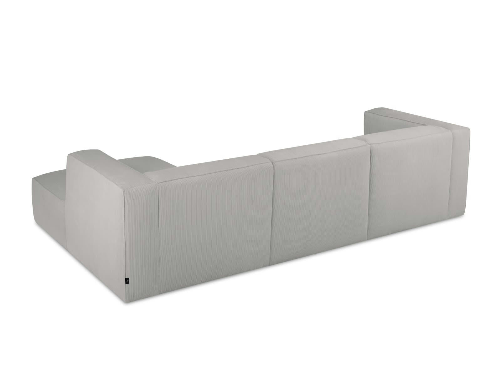 MUSE - Canapé D'Angle Droit 5 places en Velours Côtelé Gris Clair