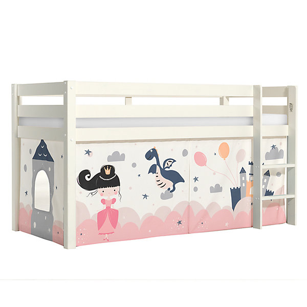 Lit Mi-Hauteur 90x200 sommier inclus housse Fairy Vipack Pino Blanc